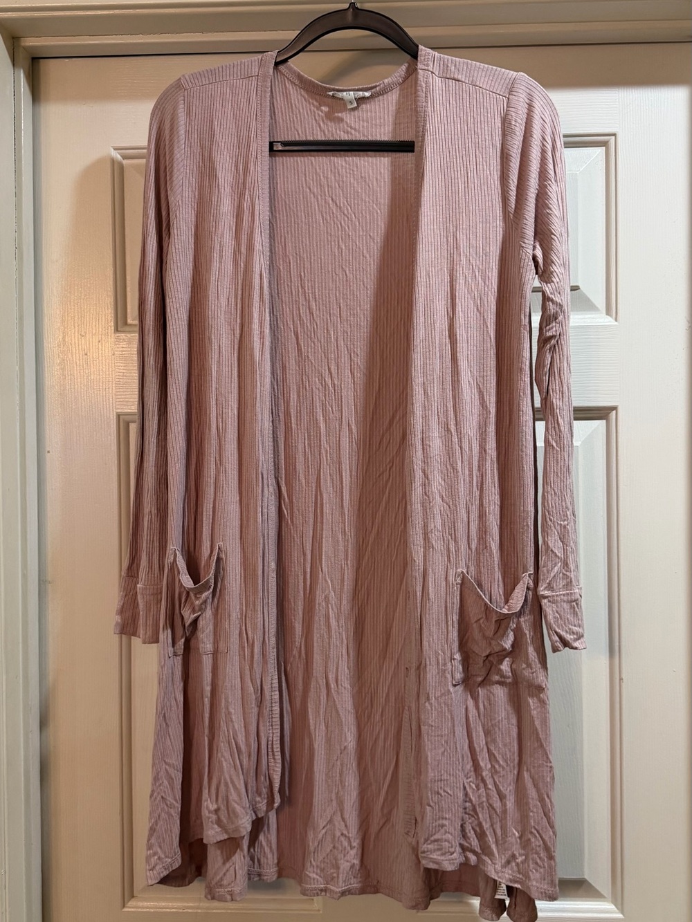 Maurices Dusty Rose Open-Front Ribbed Cardigan